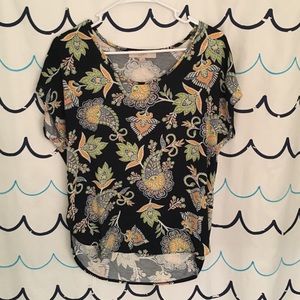 LOFT xs cap sleeve paisley top, never worn